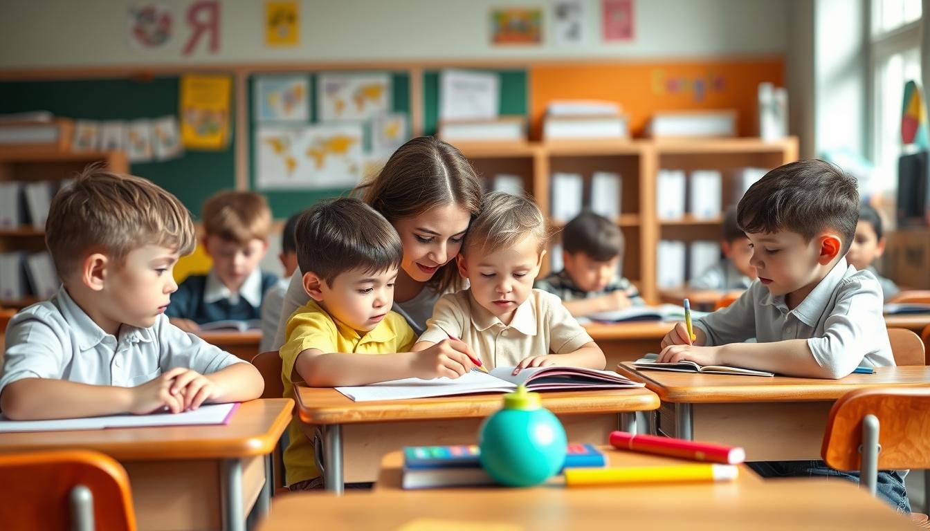 Learners collaborating in a contemporary classroom